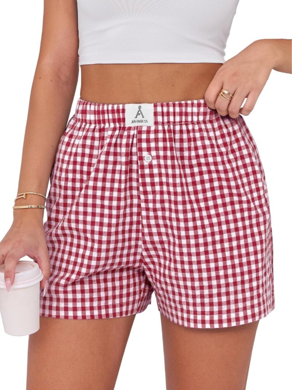 Chic Gingham Boxer Shorts for Women - Summer Casual Lounge Pajama Bottoms